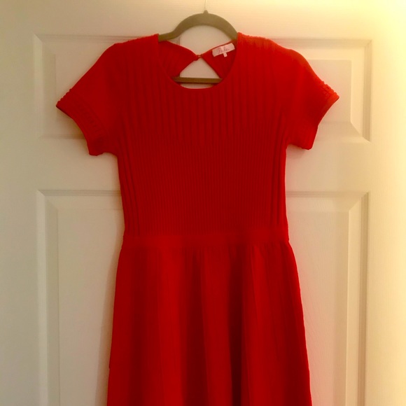 Red Knit Short Parker Dress - Picture 1 of 1
